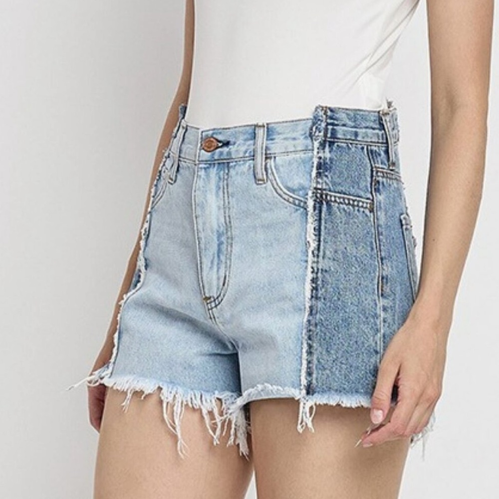 Flying Monkey Two Tone Patch High Rise Denim Shor… - image 1